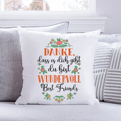 Bedrucktes Kissen mit Spruch Danke, dass es dich gibt du bist wundervoll