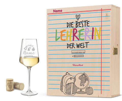 Leonardo Weingläser mit Gravur "Beste Lehrer/in" Design