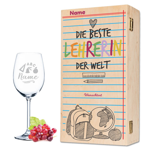 Leonardo Weingläser mit Gravur "Beste Lehrer/in" Design