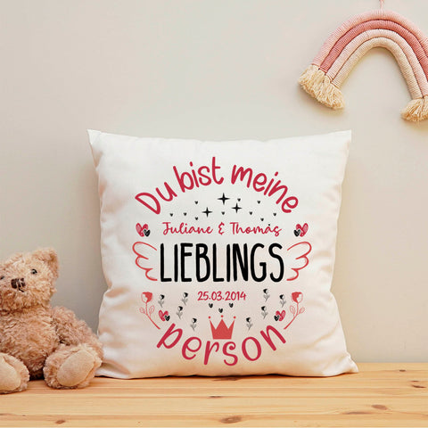 Bedrucktes Kissen mit Motiv Du bist meine Lieblingsperson