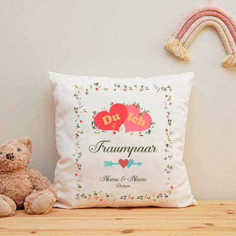 Bedrucktes Kissen mit Motiv "Du & Ich Traumpaar"