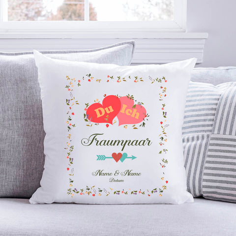 Bedrucktes Kissen mit Motiv "Du & Ich Traumpaar"