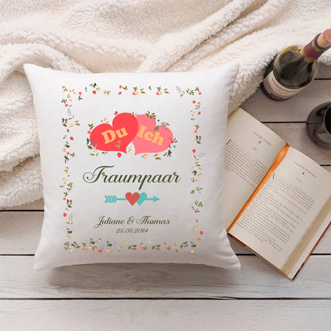 Bedrucktes Kissen mit Motiv "Du & Ich Traumpaar"