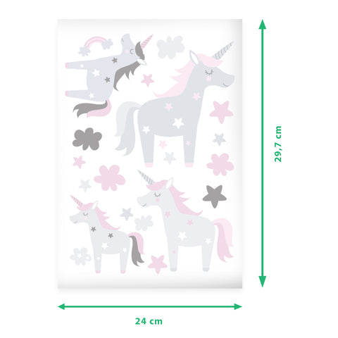 Wandsticker Set Einhorn & Sterne