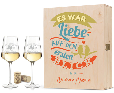 Leonardo Weingläser mit Gravur "Es war Liebe auf den ersten Blick" im Set