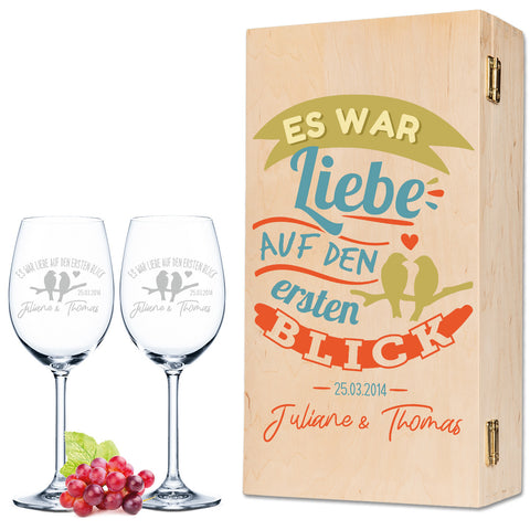 Leonardo Weingläser mit Gravur "Es war Liebe auf den ersten Blick" im Set