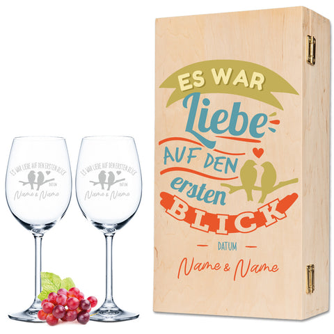 Leonardo Weingläser mit Gravur "Es war Liebe auf den ersten Blick" im Set