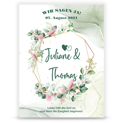 Hochzeitseinladungskarte im Eucalyptus Design