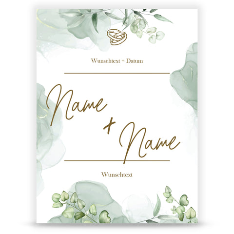 Hochzeitseinladungskarte im Eucalyptus Marble Design
