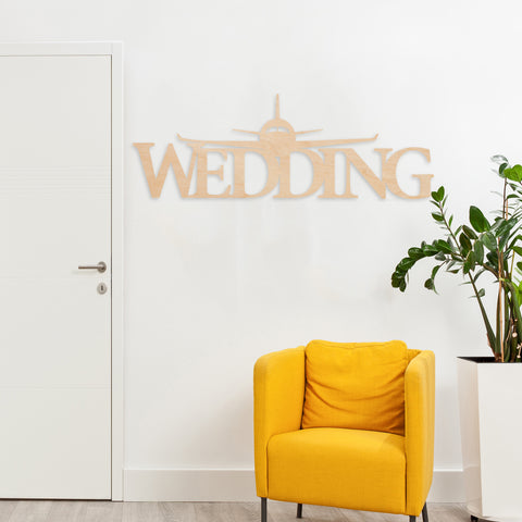 Großes Flugzeug "Wedding" Holzschild