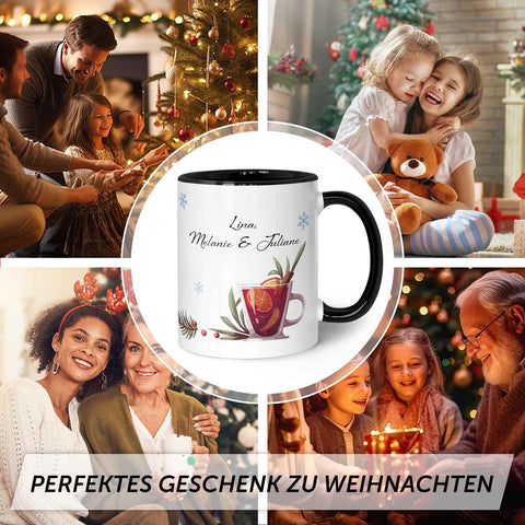 Bedruckte Tasse mit Weihnachtsmotiv - Mädels Glühwein mit Namen