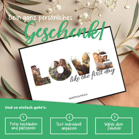 Holzschild mit Foto - Love - Fotoschriftzug mit Namen zum Selbstgestalten