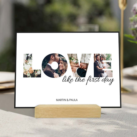 Holzschild mit Foto - Love - Fotoschriftzug mit Namen zum Selbstgestalten
