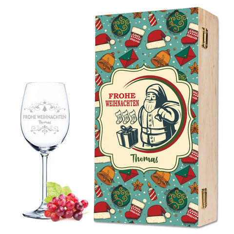 Leonardo Weinglas mit Gravur "Frohe Weihnachten Vintage Swirls"