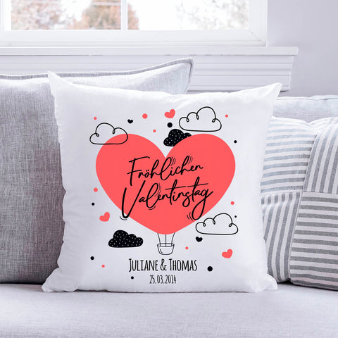 Bedrucktes Kissen mit Motiv Fröhlichen Valentinstag