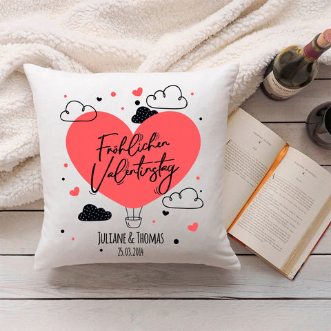 Bedrucktes Kissen mit Motiv Fröhlichen Valentinstag