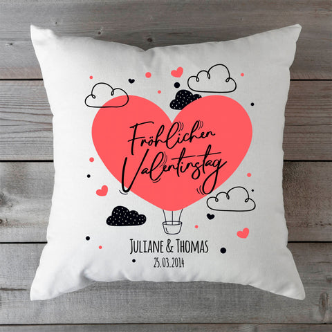 Bedrucktes Kissen mit Motiv Fröhlichen Valentinstag
