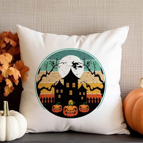 Bedrucktes Kissen mit Motiv Halloween Haus