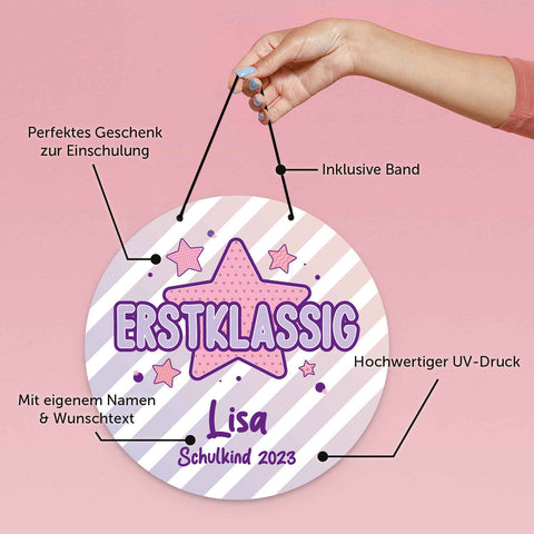Personalisiertes Türschild - Geschenk zur Einschulung - Für Jungen und Mädchen - Erstklassig