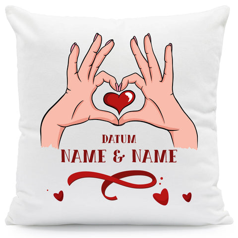 Bedrucktes Kissen mit Motiv "Hands Heart"