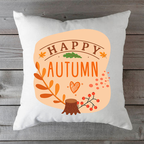 Bedrucktes Kissen mit Spruch Happy Autumn