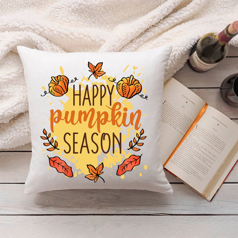 Bedrucktes Kissen mit Spruch Happy Pumpkin Season