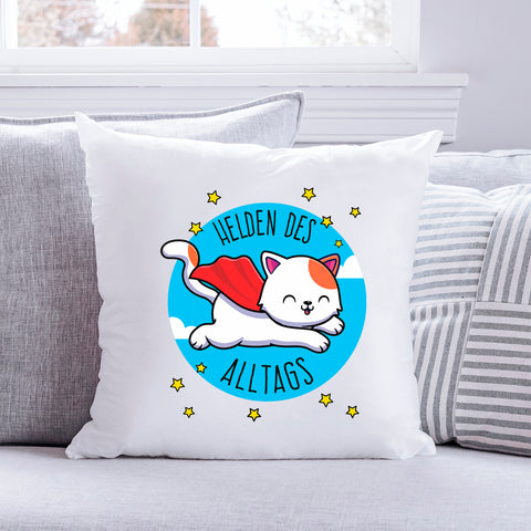 Bedrucktes Kissen mit Spruch Helden des Alltags
