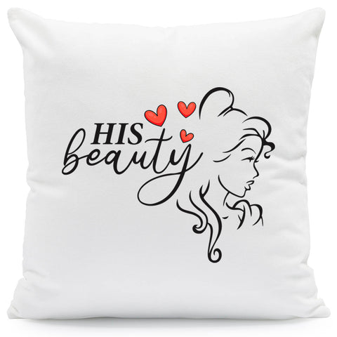 Bedrucktes Kissen mit Spruch Beauty & Beast im Set