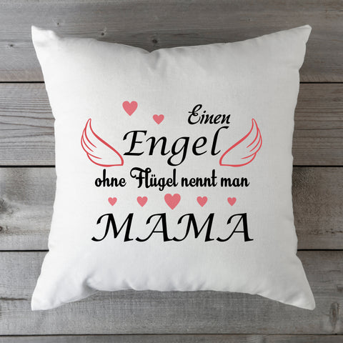 Bedrucktes Kissen mit Spruch Engel ohne Flügel