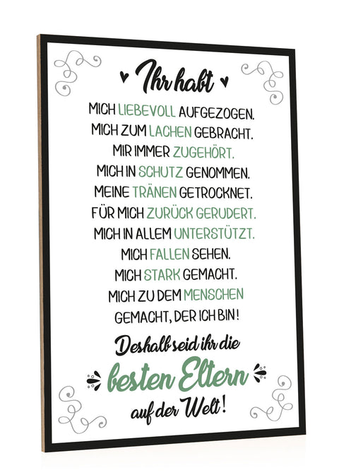 Holzschild mit Spruch Beste Eltern der Welt