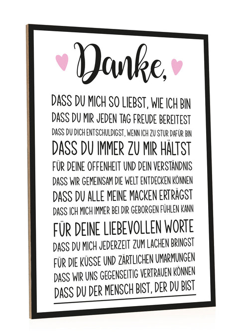 Holzschild mit Spruch Danke
