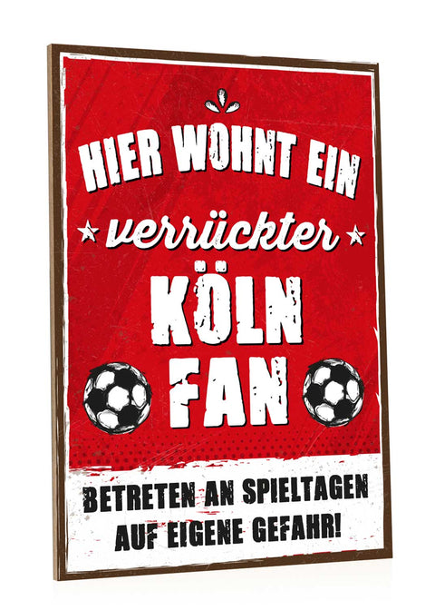 Holzschild mit Spruch - Hier wohnt ein verrückter Fußball Fan