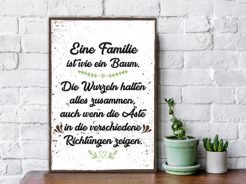 Holzschild Familie ist wie ein Baum