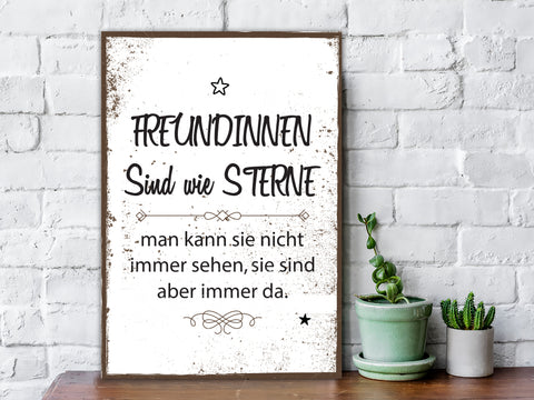 Holzschild Freundinnen sind wie Sterne