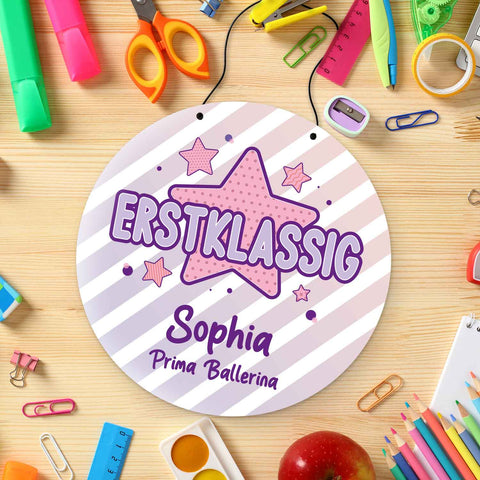 Personalisiertes Türschild - Geschenk zur Einschulung - Für Jungen und Mädchen - Erstklassig