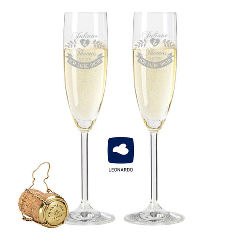 Leonardo Sektglas mit Gravur "Ich Liebe Dich"