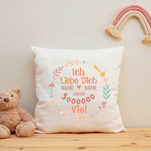 Bedrucktes Kissen mit Motiv "Ich Liebe Dich Soooo"