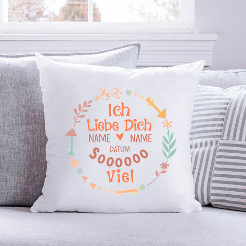 Bedrucktes Kissen mit Motiv "Ich Liebe Dich Soooo"