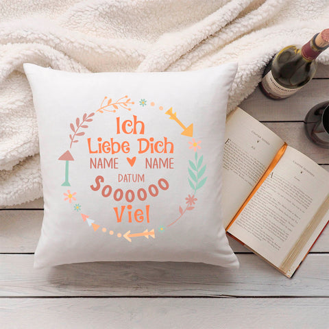 Bedrucktes Kissen mit Motiv "Ich Liebe Dich Soooo"