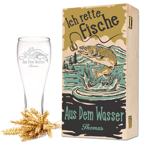 Leonardo Weizenglas "Ich rette Fische aus dem Wasser" mit Namen