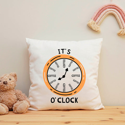 Bedrucktes Kissen mit Motiv "It's coffee o´clock"
