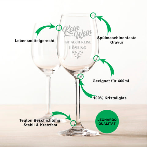 Leonardo Weinglas mit Gravur "Kein Wein ist auch keine Lösung"