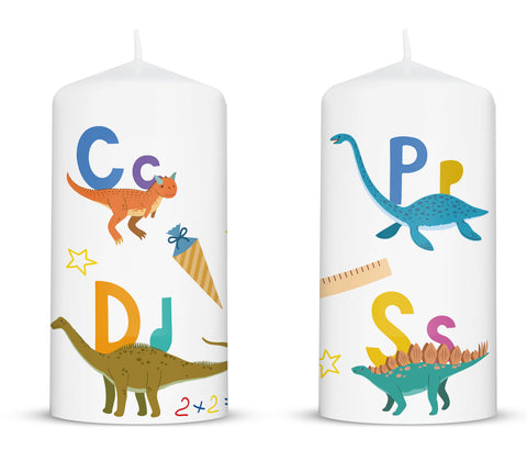 Kleine Kerze "Dino ABC" zur Einschulung