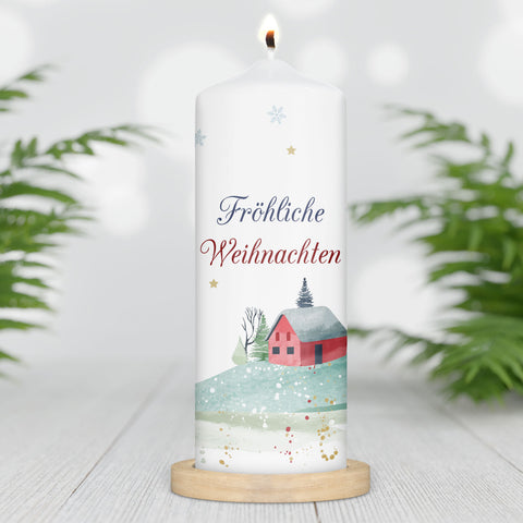 Große Kerze "Fröhliche Weihnachten Haus" zu Weihnachten