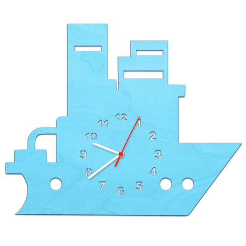 Kinder Wanduhr Boot Baby Blau