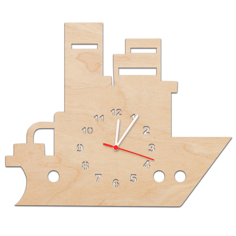 Kinder Wanduhr Boot Natur