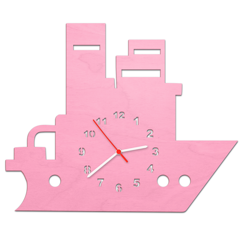 Kinder Wanduhr Boot Rosa