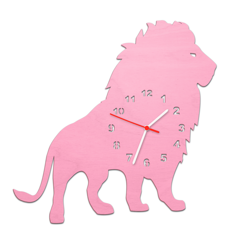 Kinder Wanduhr Löwe Rosa
