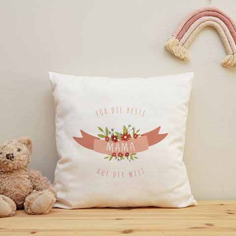 Bedrucktes Kissen mit Spruch Für die beste Mama