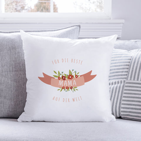 Bedrucktes Kissen mit Spruch Für die beste Mama